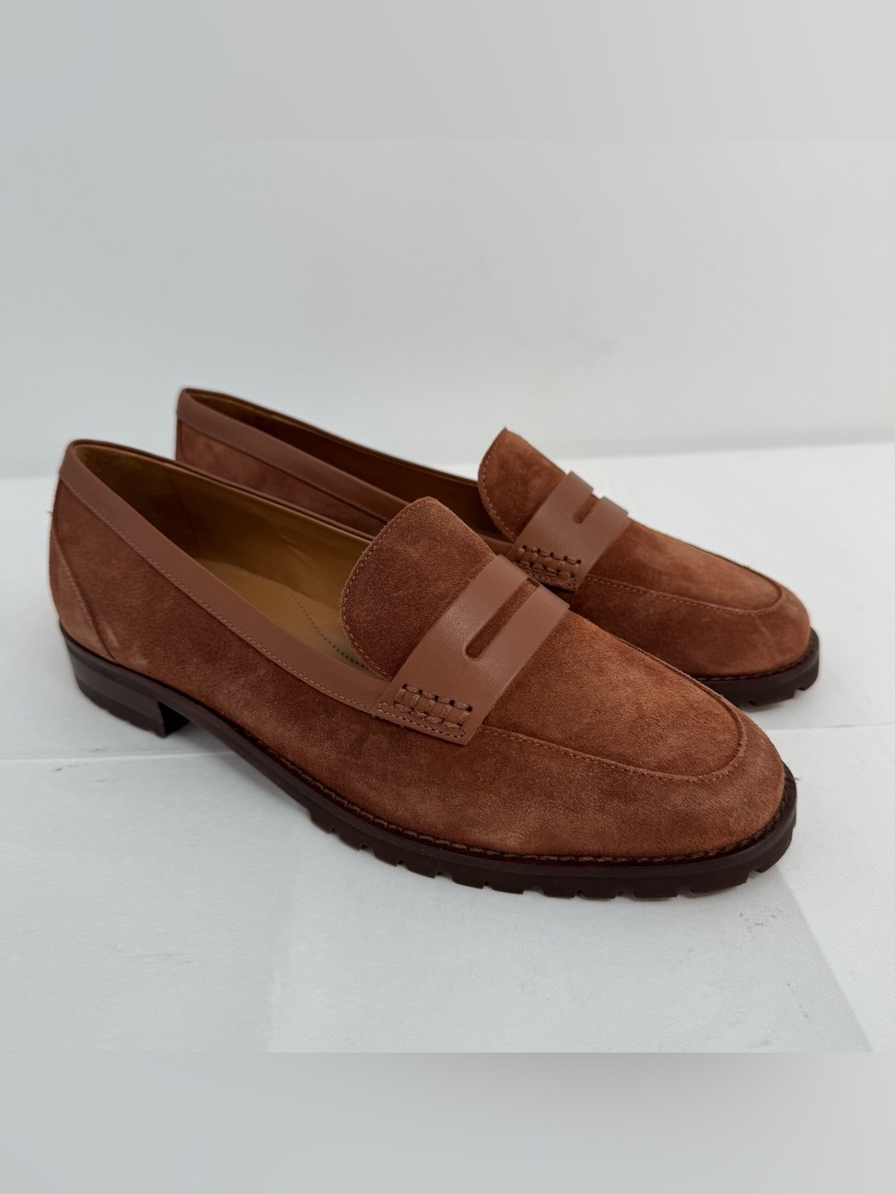 NEW $159 TALBOTS Cassidy Suede Penny Loafers Women's Size 8.5 Cognac - Picture 4 of 12